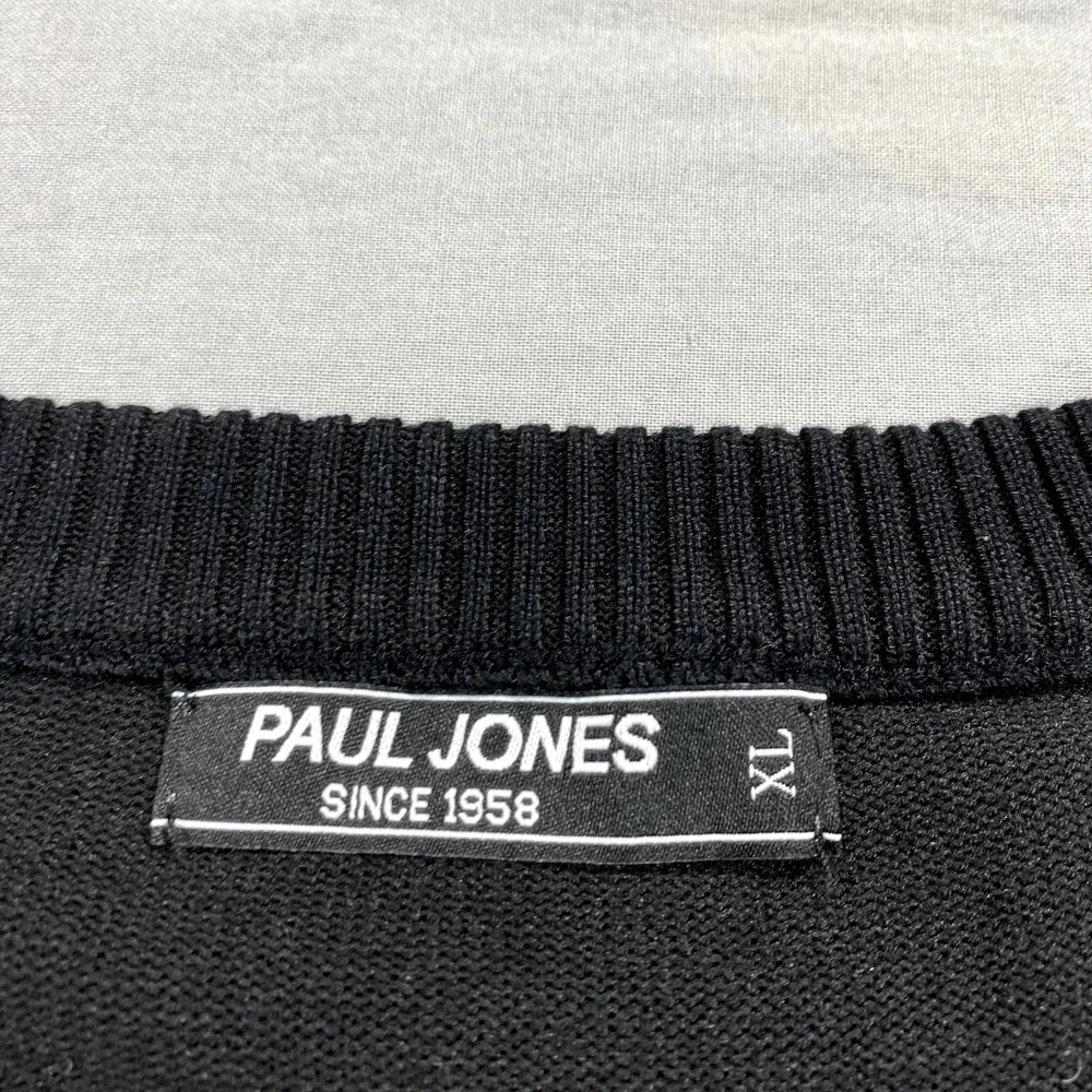 Paul Jones Sweater Vest Mens XL Black V-Neck‎ Knit Grandpa Golf Casual Adult